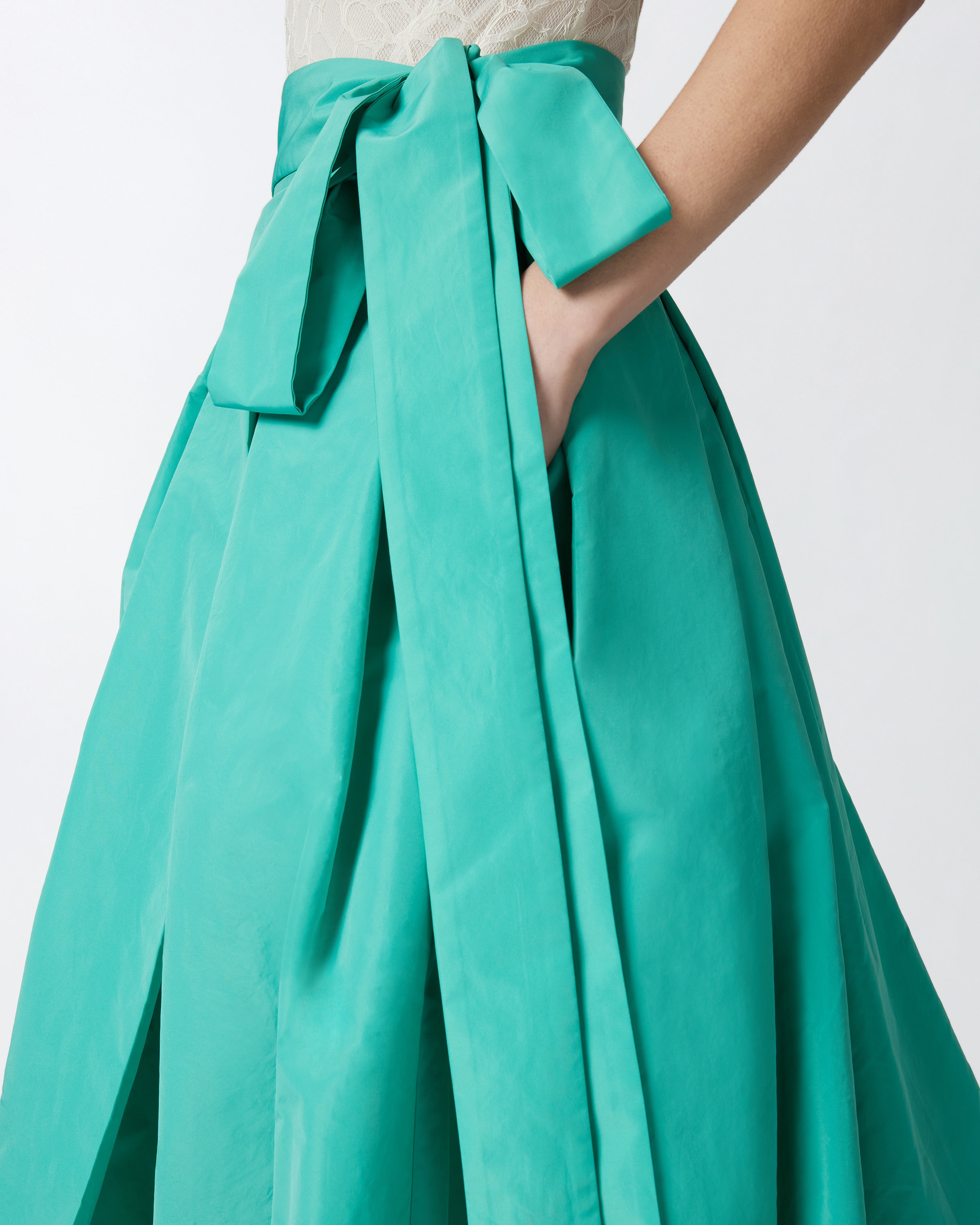 PINKO WIDE TAFFETA SKIRT WITH BOW | REVERSIBLE