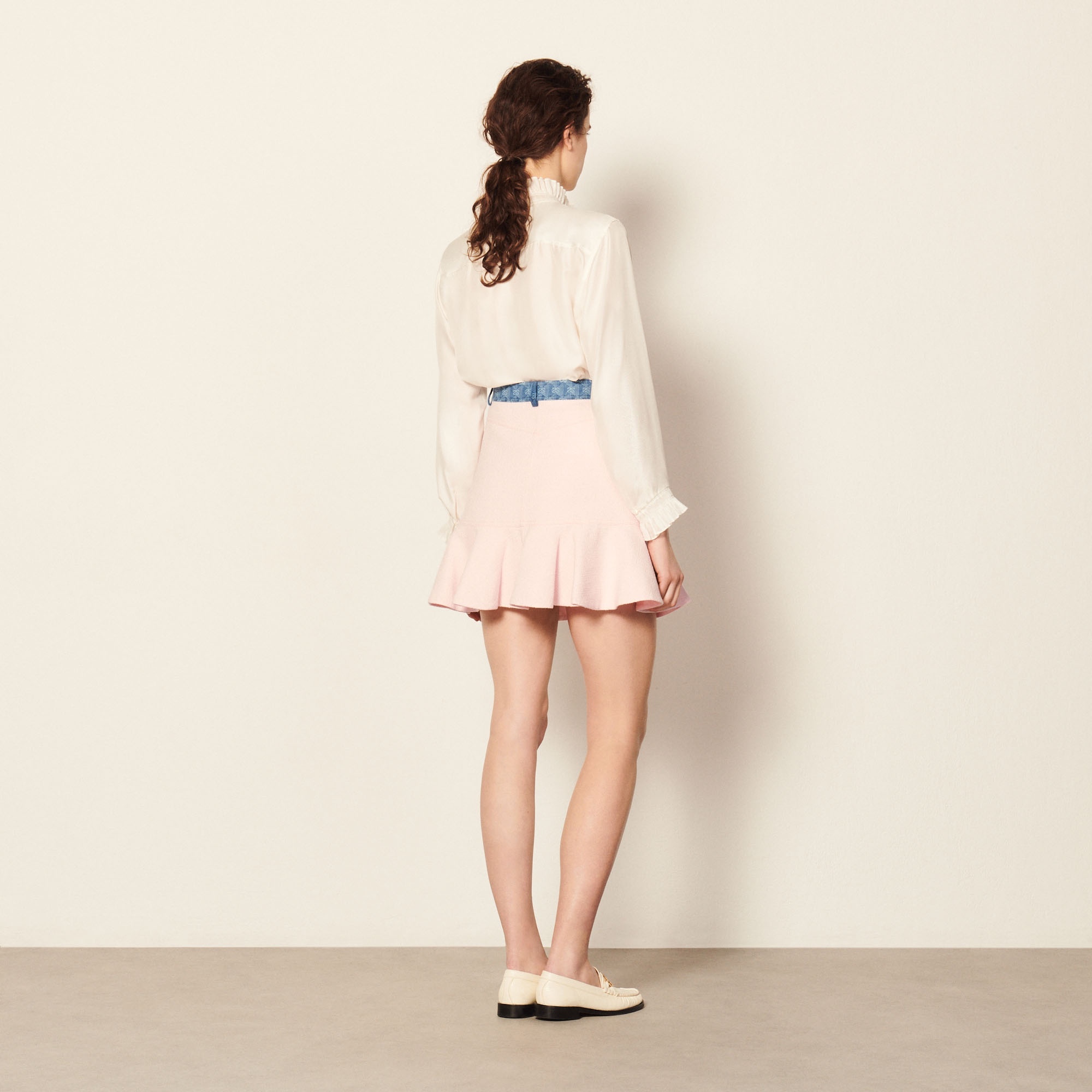 Short mixed-material skirt - 3