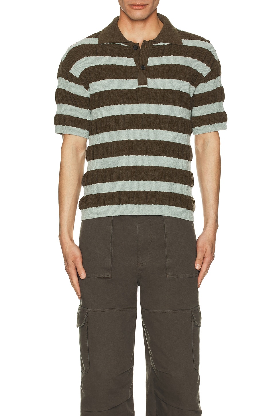 Bubble Stripe Polo Sweater - 3