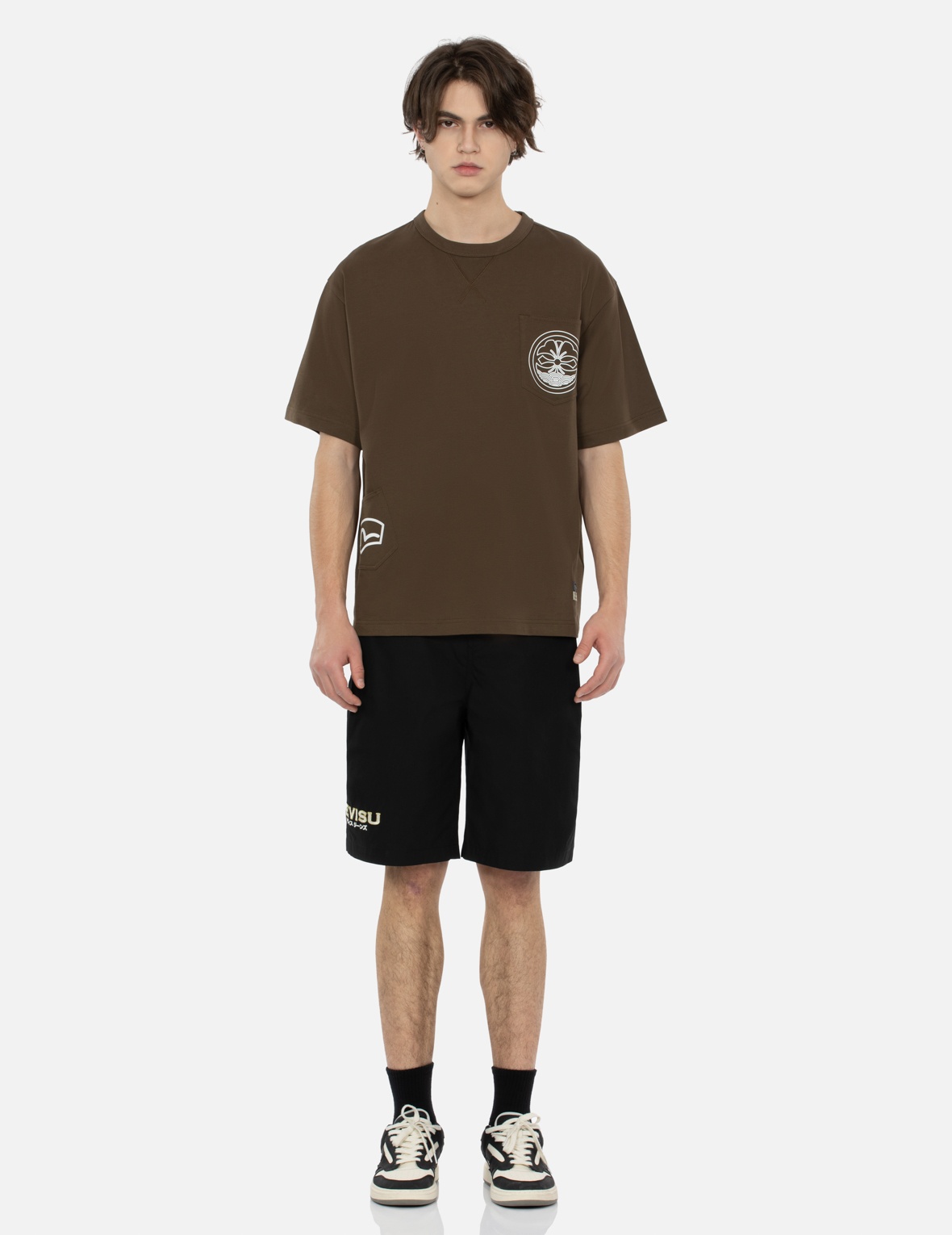 LOGO AND KAMON EMBROIDERY RELAX FIT SHORTS - 5