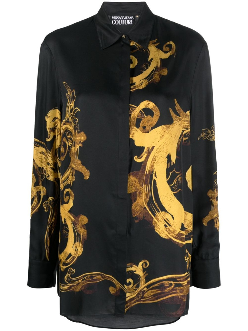 Chain Couture-print satin shirt 1