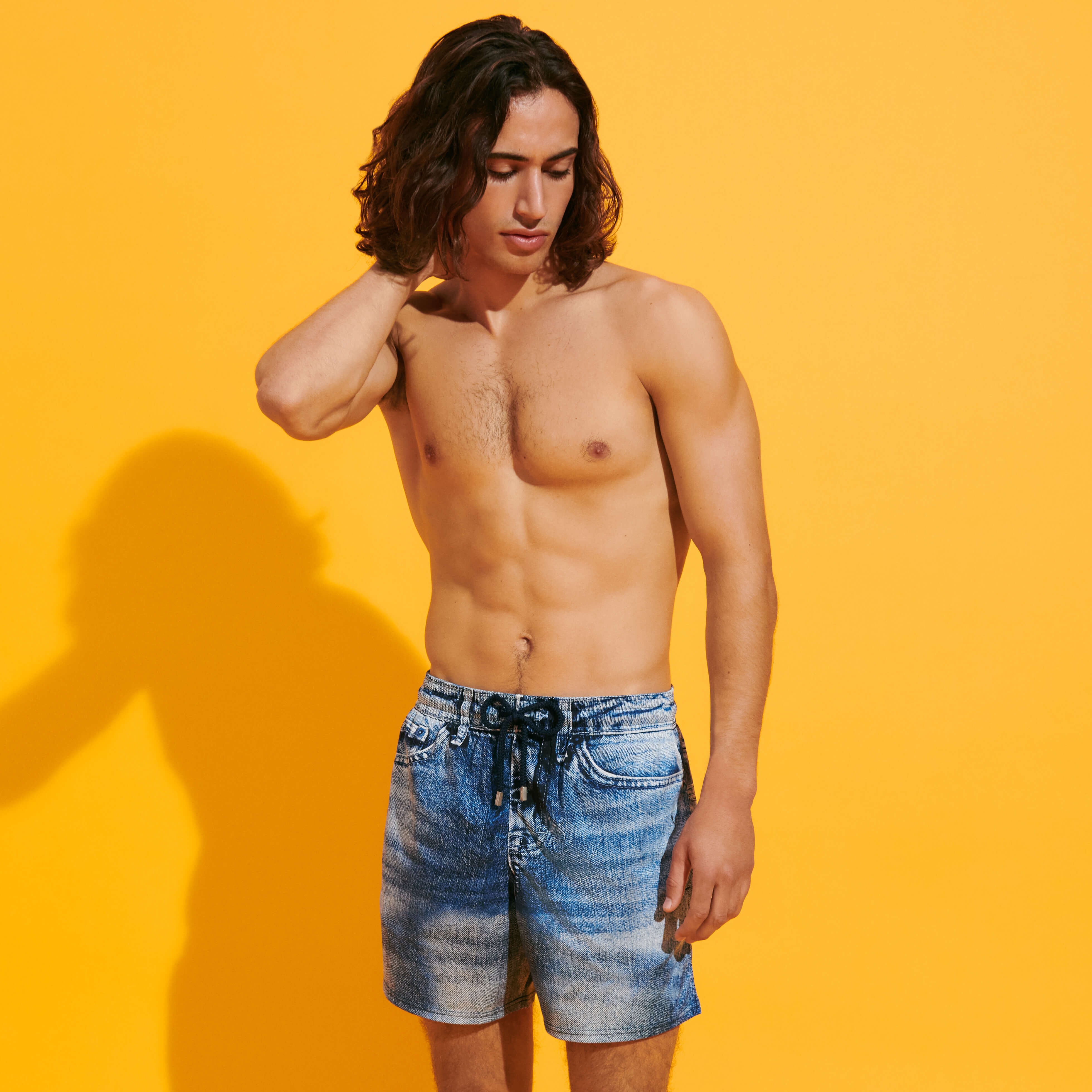 Vilebrequin Men Stretch Swim Trunks Denim REVERSIBLE