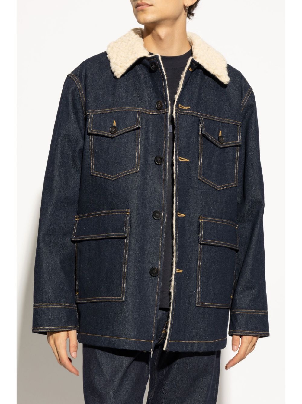 shearling-collar denim jacket - 3