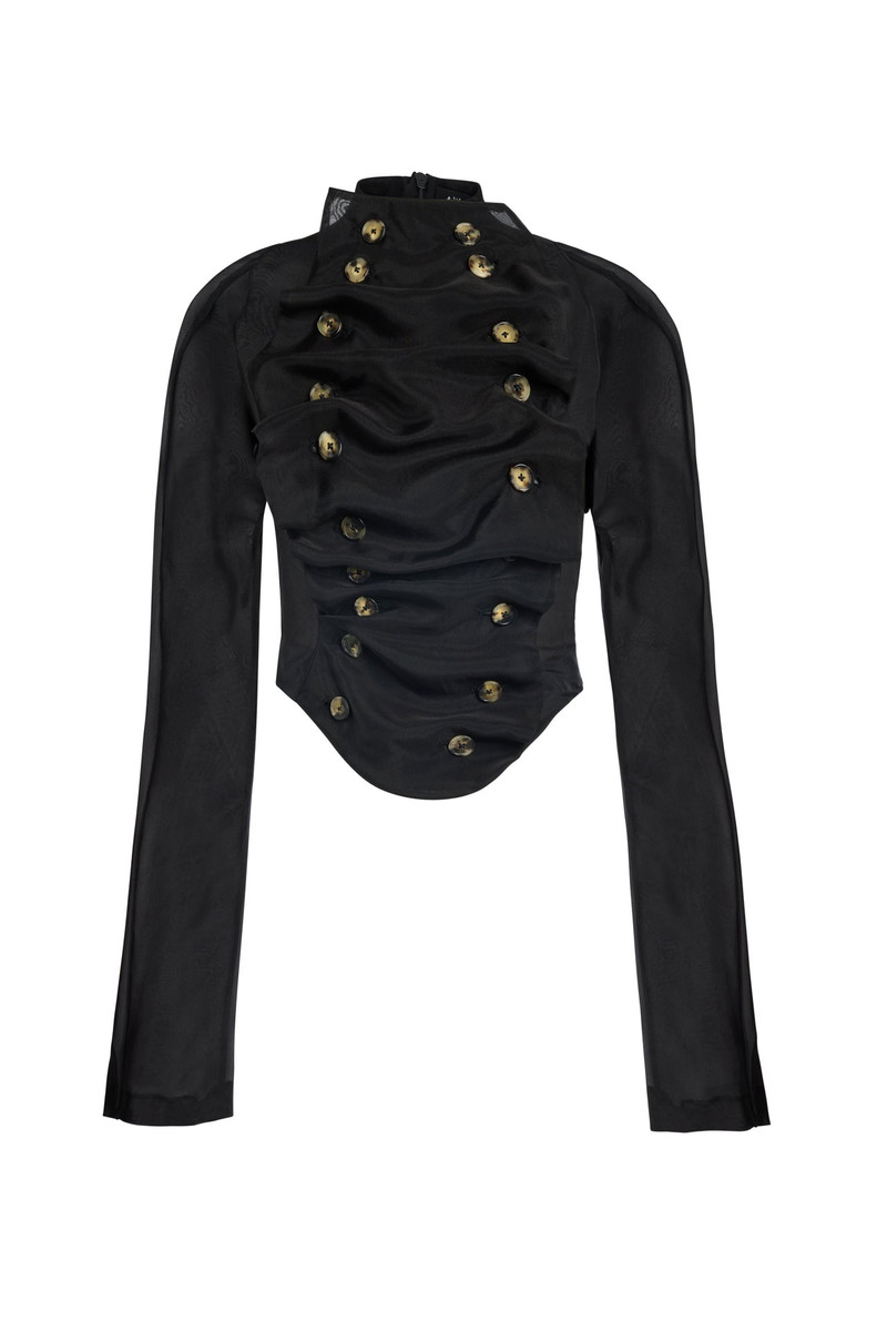 ORGANZA BIB-FRONT STRUCTURED JACKET BLACK 3