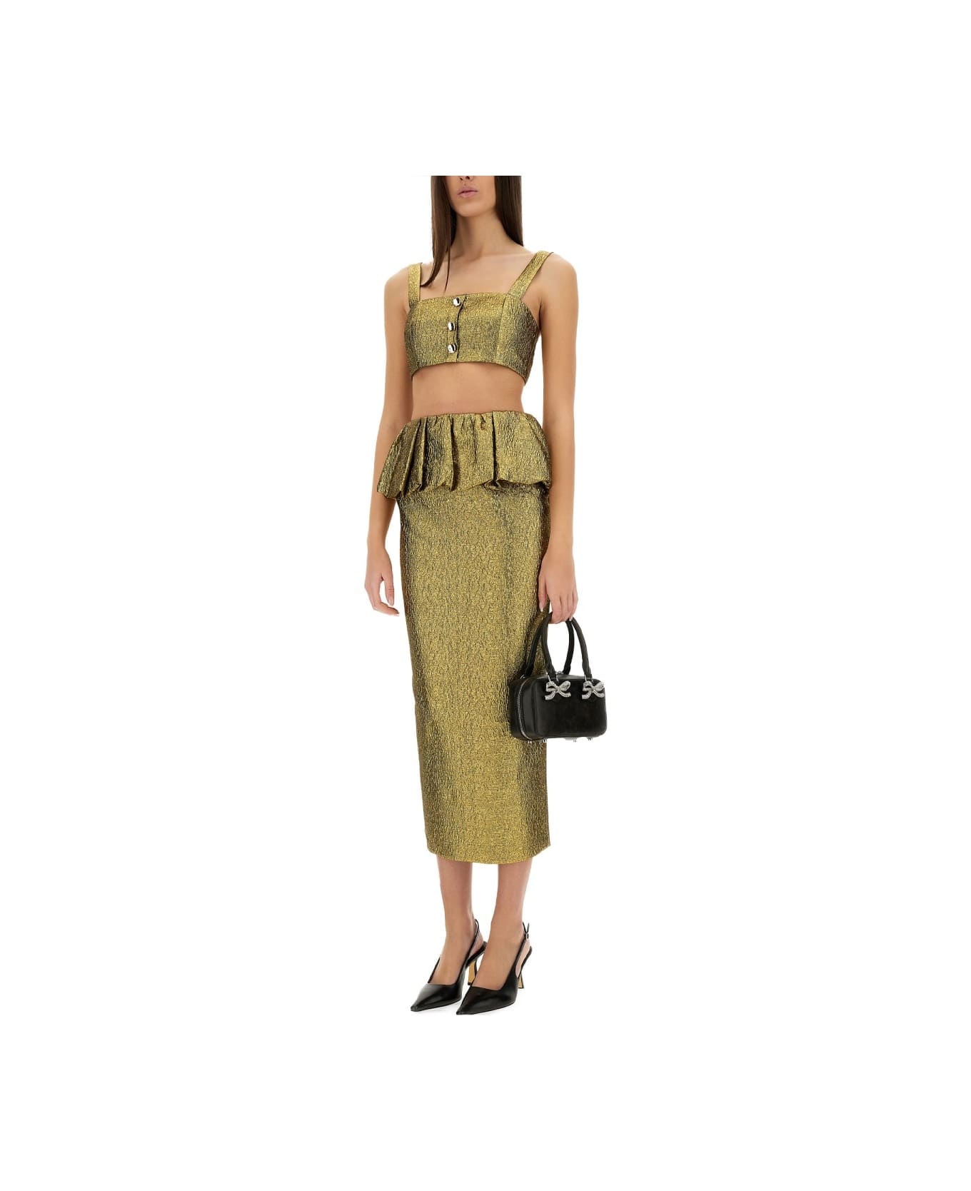Metallic Jacquard Midi Skirt - 2