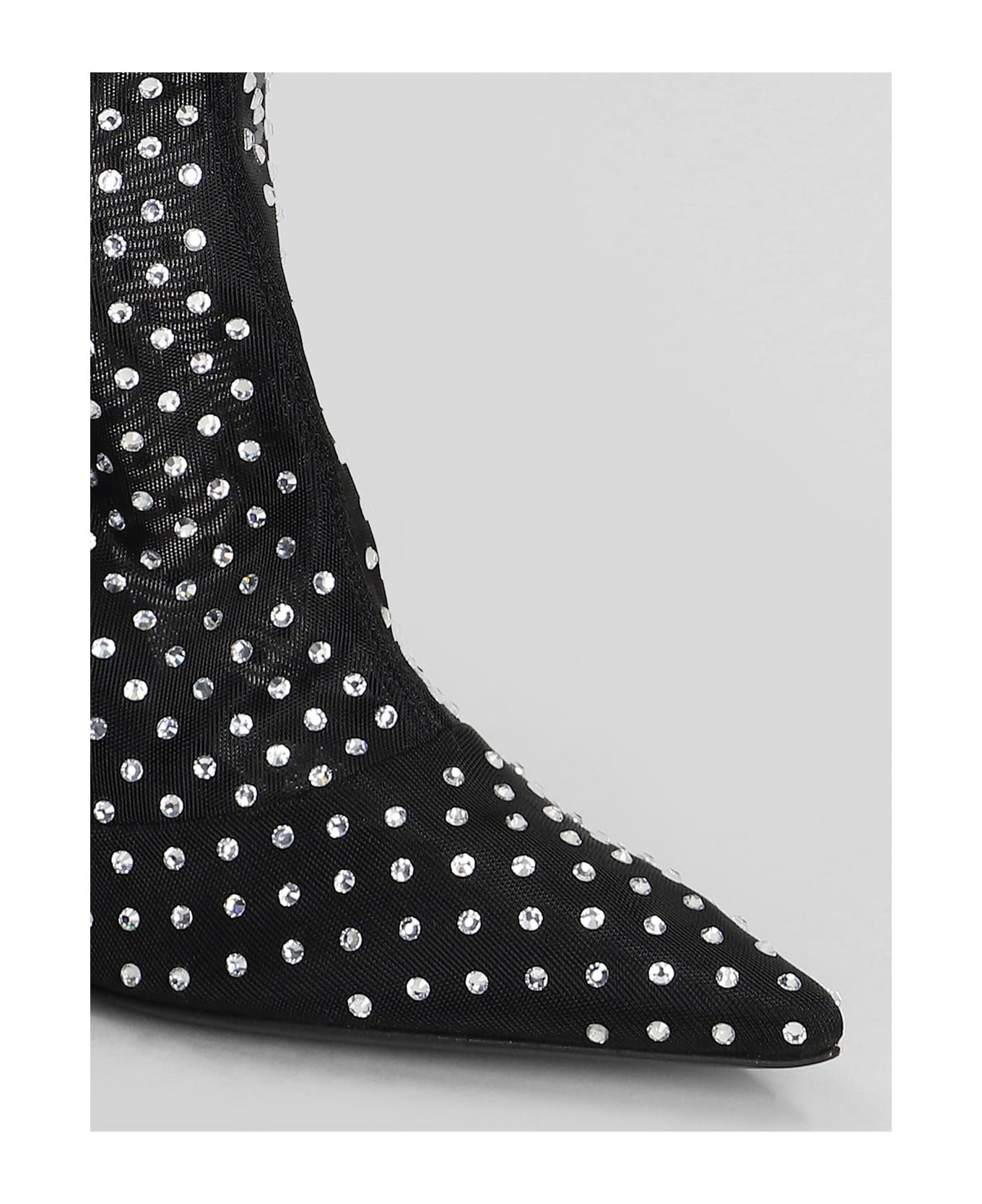 Lidia High Heels Ankle Boots In Black Fabric - 5