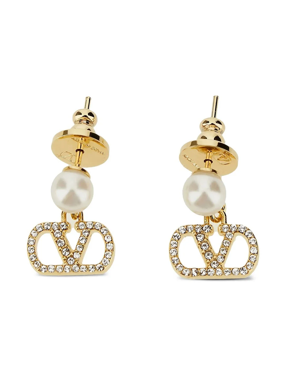 VLogo Signature Earrings in Metal, Pearls and Swarovski® Crystals - 1