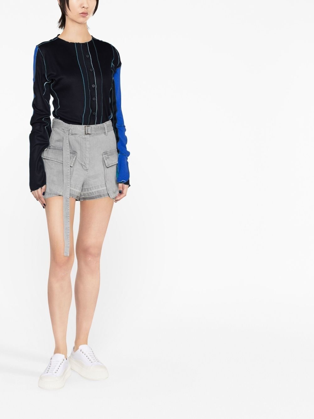belted-waist high-waisted shorts - 4
