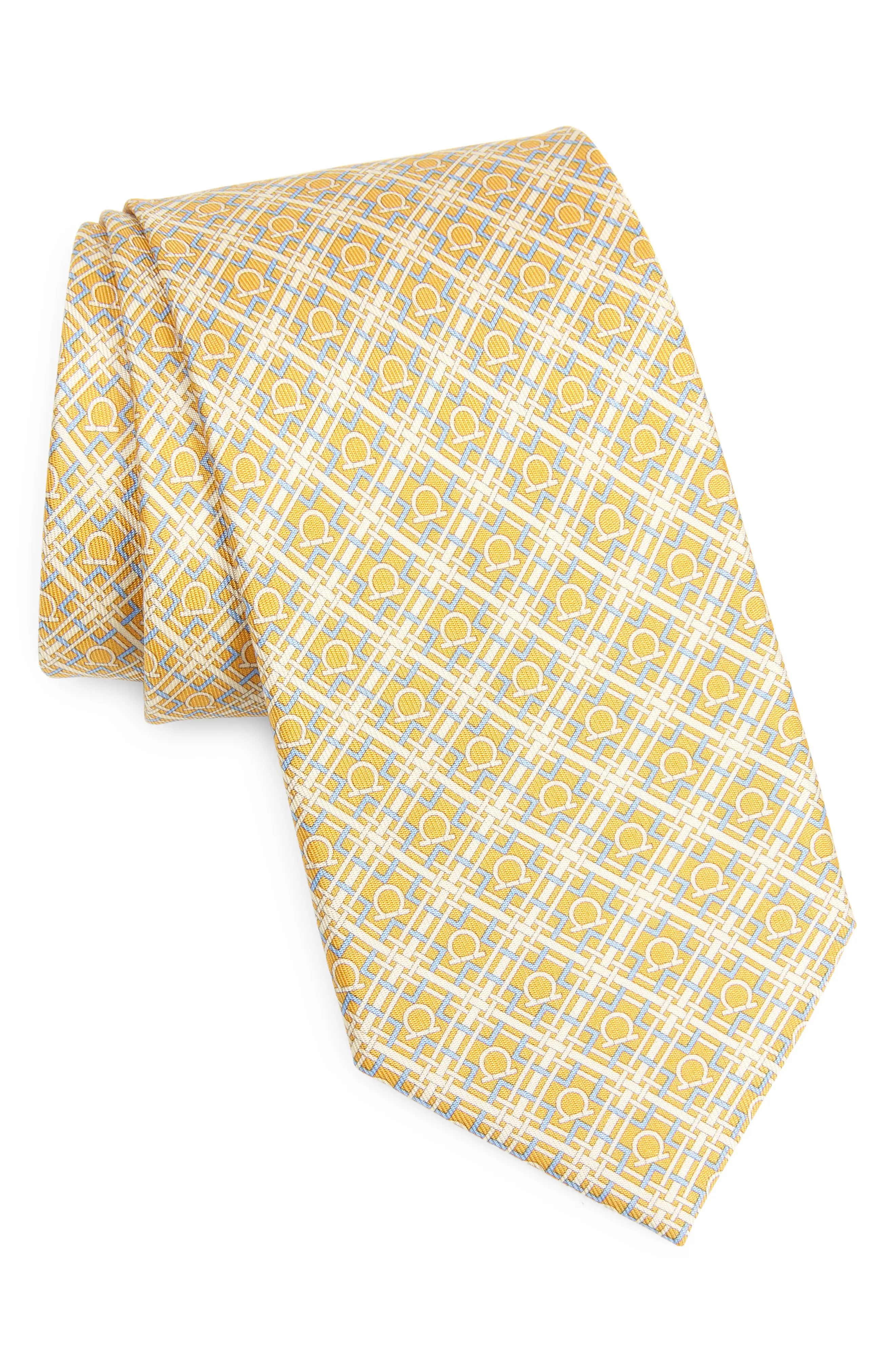 Vera Silk Tie in Giallo/Azzurro - 1