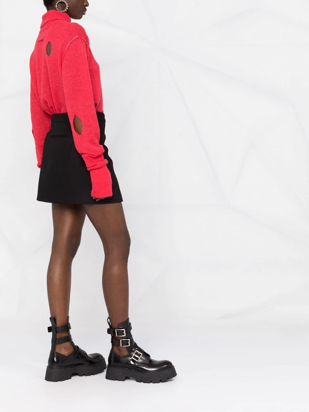 distressed-effect high-neck jumper - 6