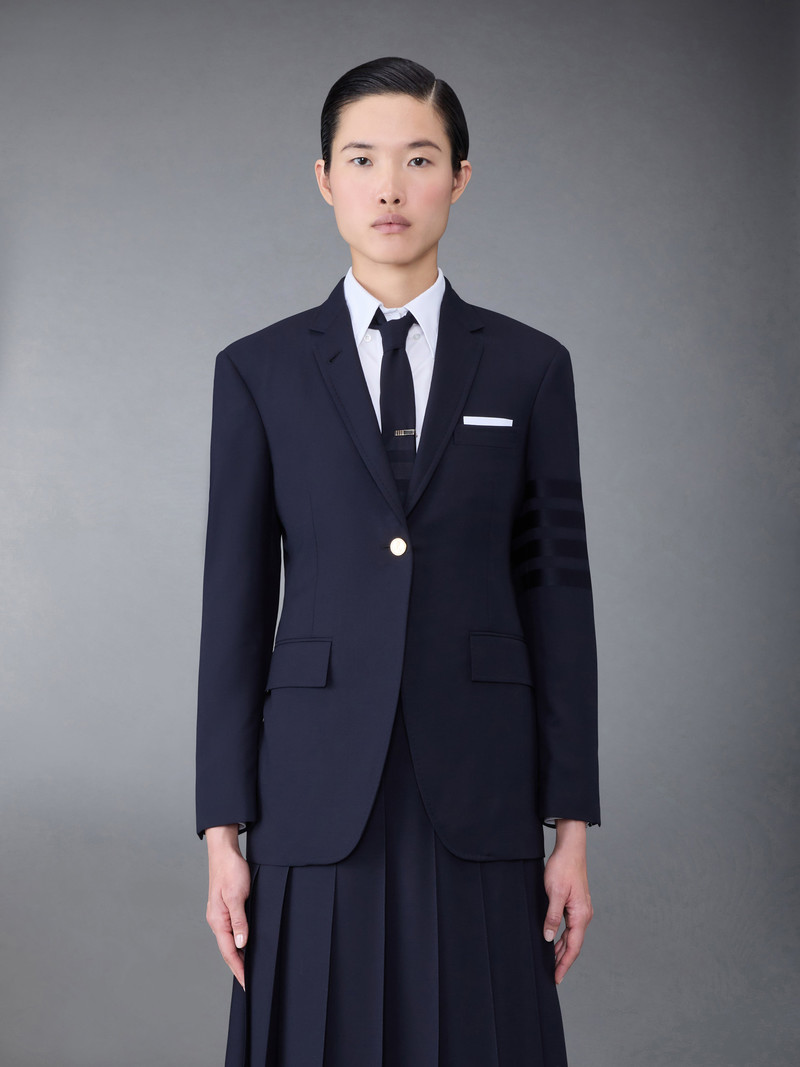 PLAIN WEAVE 4-BAR ELONGATED SINGLE BUTTON SPORT COAT - 1