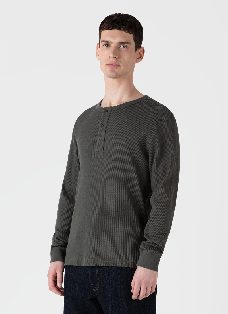 Long Sleeve Waffle Henley 2