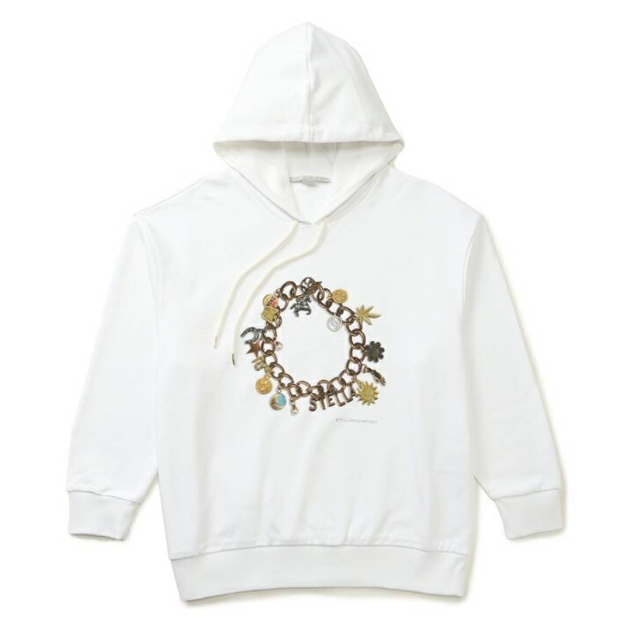 Stella McCartney White Cotton Bracelet-Print Hooded Sweatshirt - 4