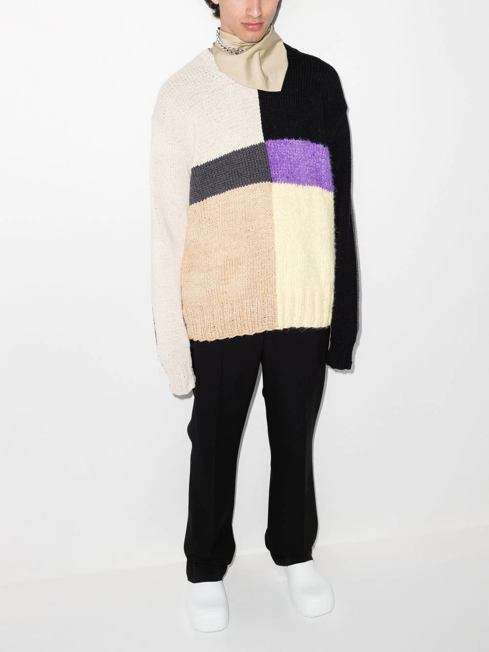 colour-block crew-neck jumper - 2