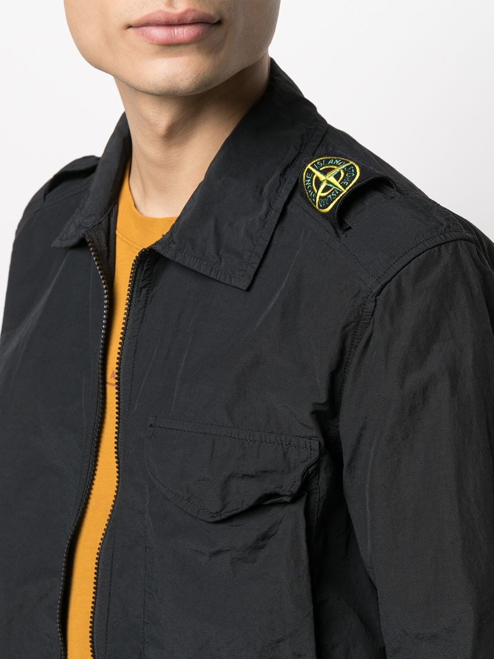 logo patch zipped over-shirt - 5