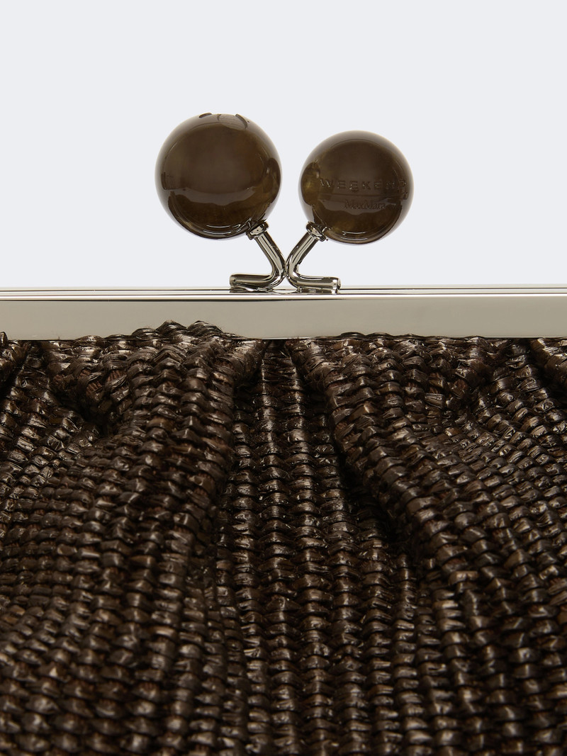 FORTUNA Medium raffia-effect Pasticcino bag - DARK BROWN 4