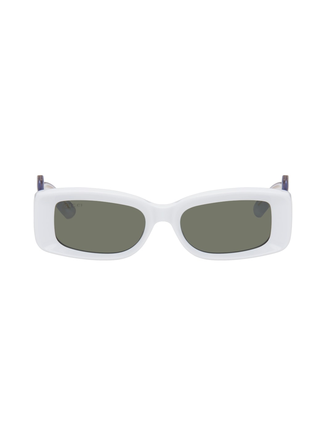 White Rectangular Sunglasses - 1