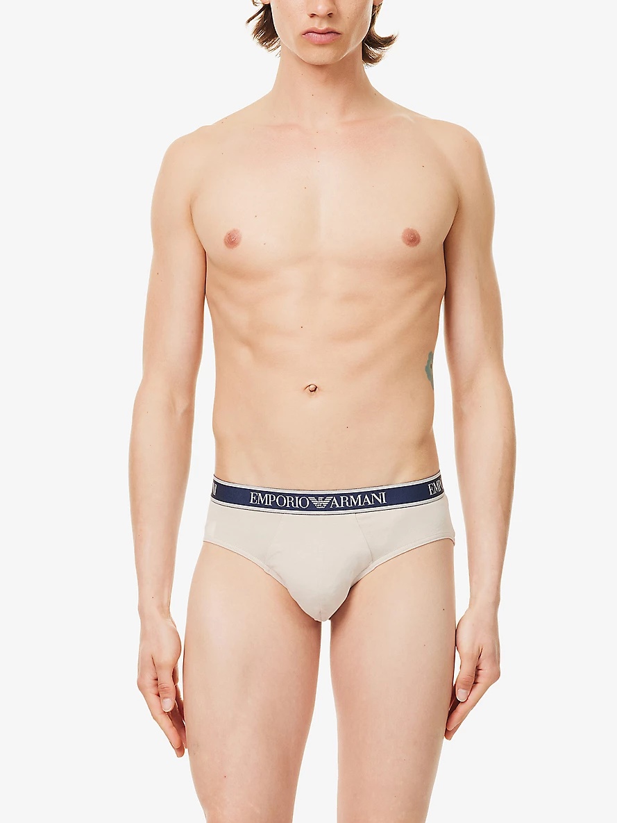 Branded-waistband pack of three stretch-cotton briefs - 2