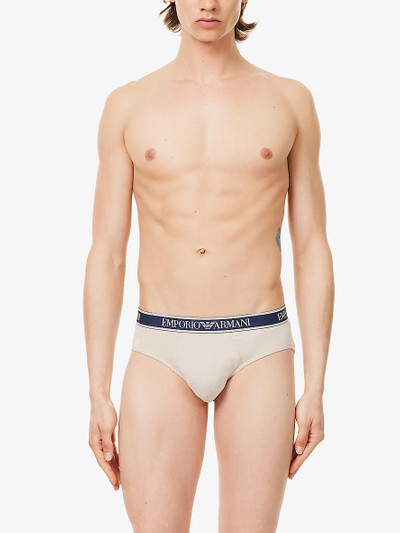 EMPORIO ARMANI Branded-waistband pack of three stretch-cotton briefs outlook