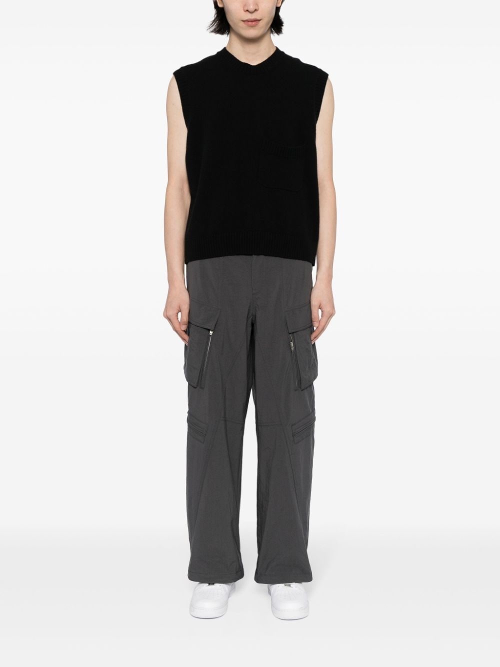 mid-rise wide-leg cargo trousers - 2