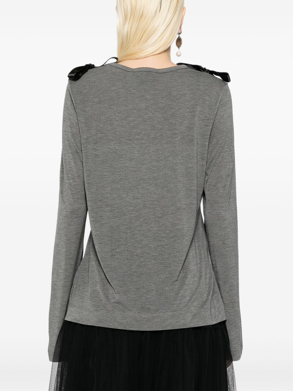 ribbon-detailing T-shirt - 4