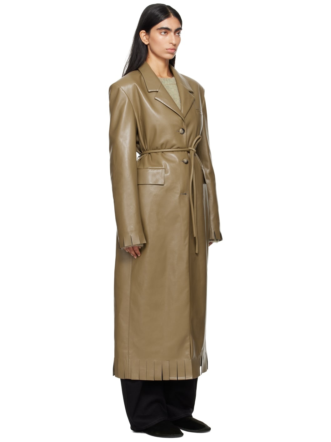 Taupe Nikoline Vegan Leather Coat - 2