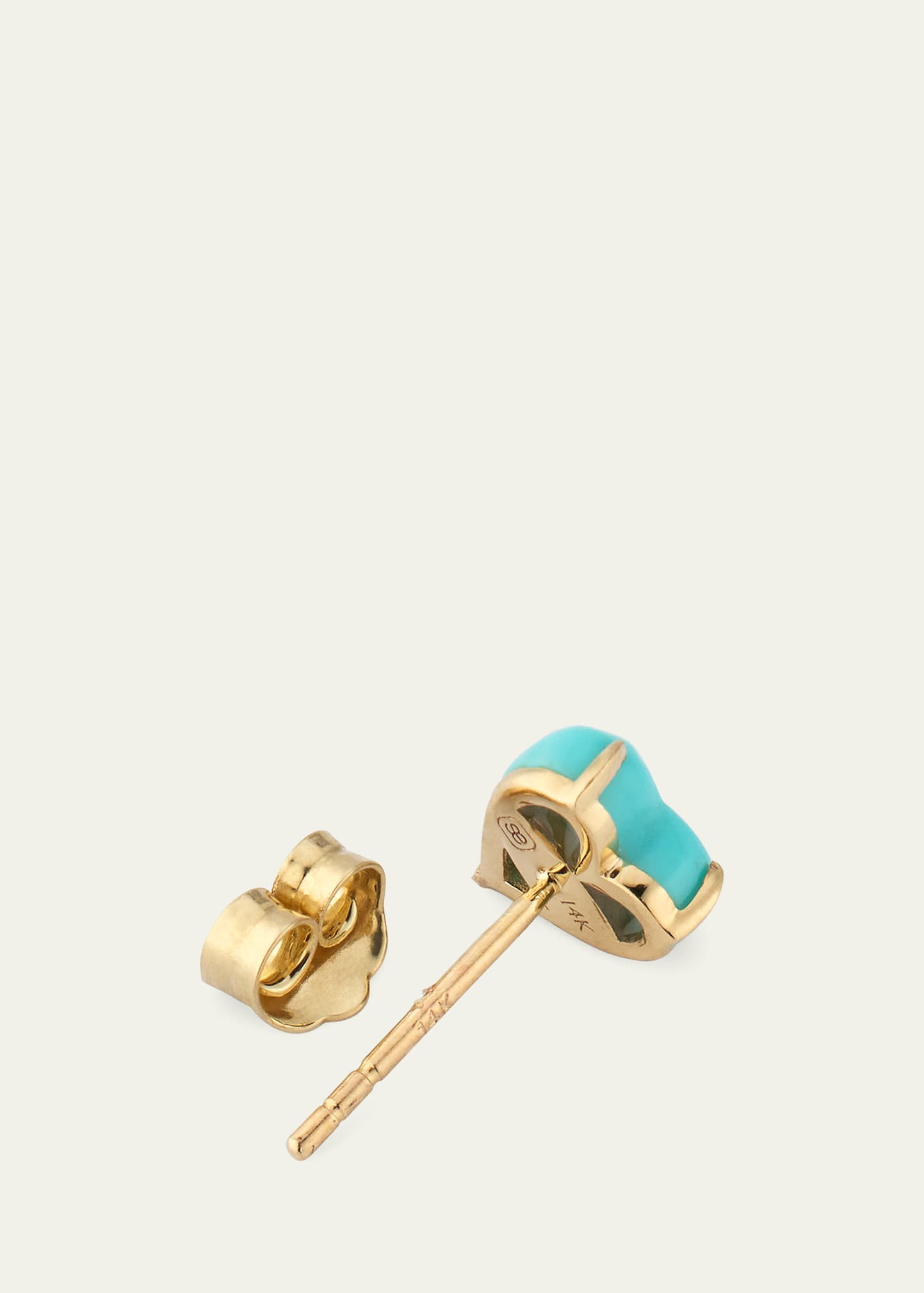 14K Yellow Gold Marquis Diamond and Turquoise Heart Earring, Single - 4