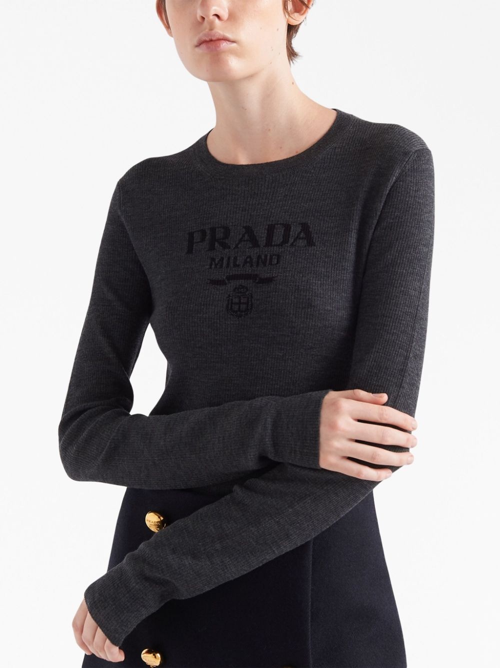 logo-intarsia wool jumper - 5