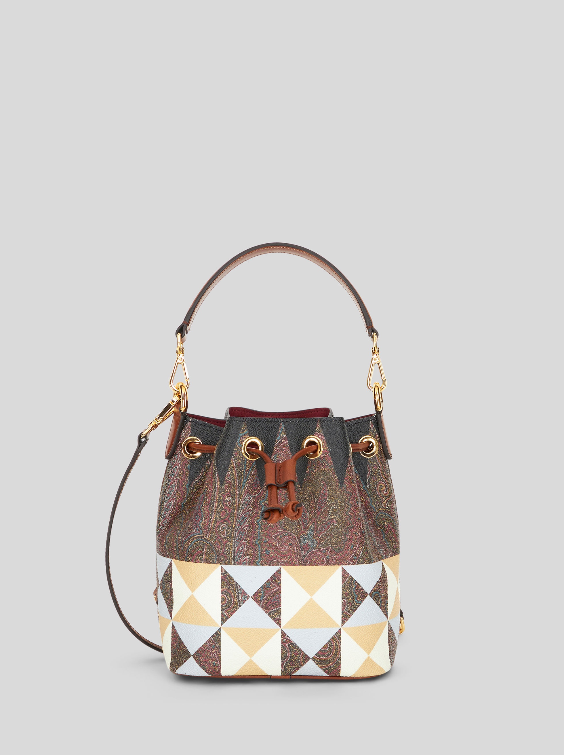 SMALL PAISLEY BUCKET BAG WITH PLACED GEOMETRIC PRINT - 1