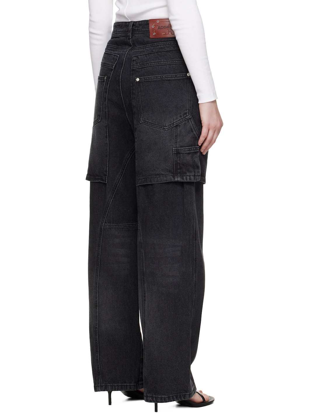 Black Raptor Layered Wide-Leg Jeans - 3