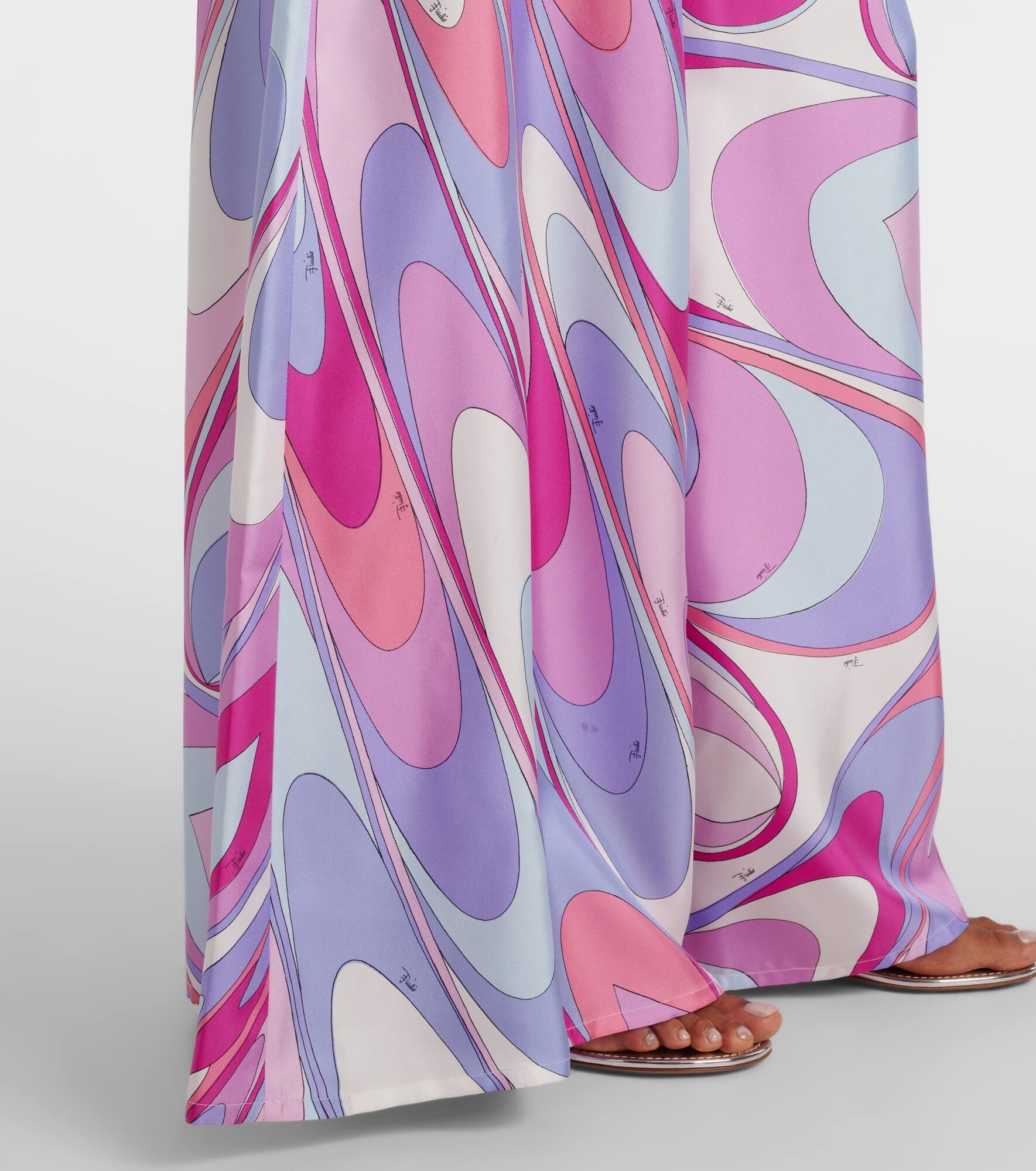 Iride silk twill wide-leg pants - 5