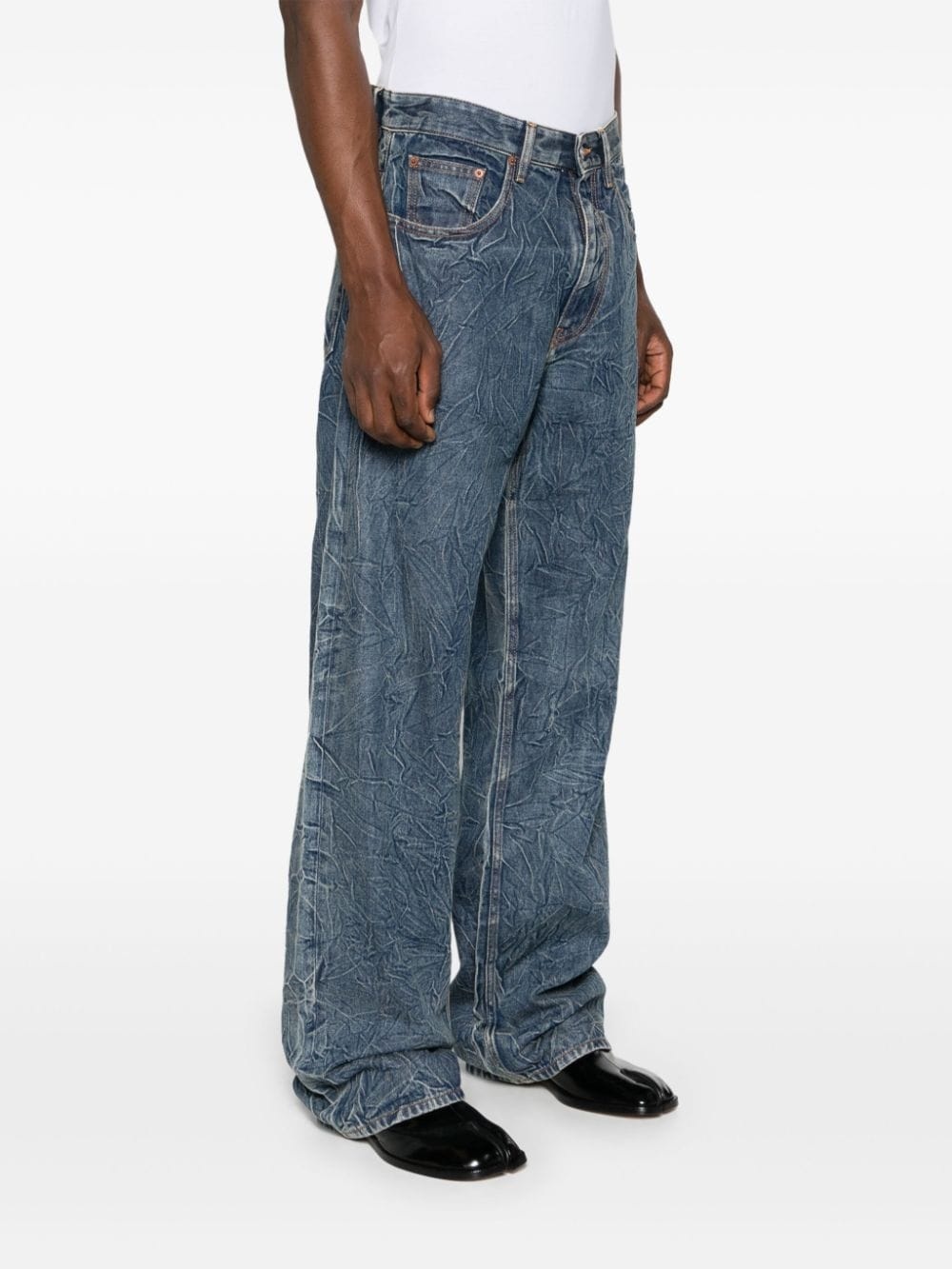 cracked-effect straight-leg jeans - 3