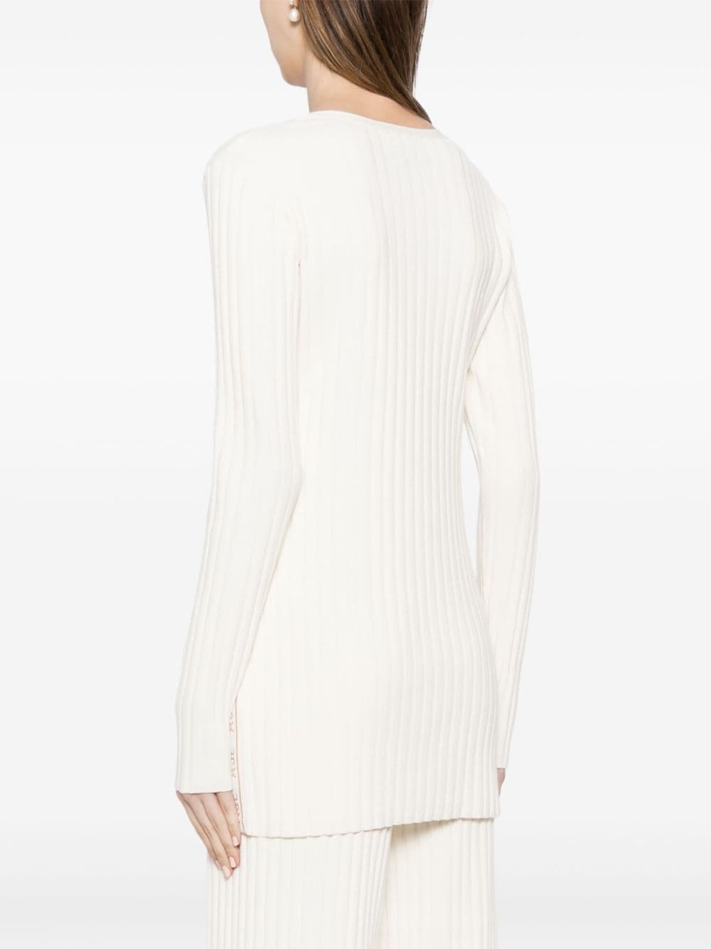 logo-tape ribbed-knit jumper - 4