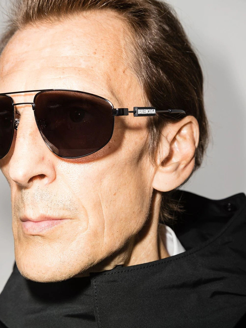 BALENCIAGA double-bridge pilot-frame sunglasses outlook