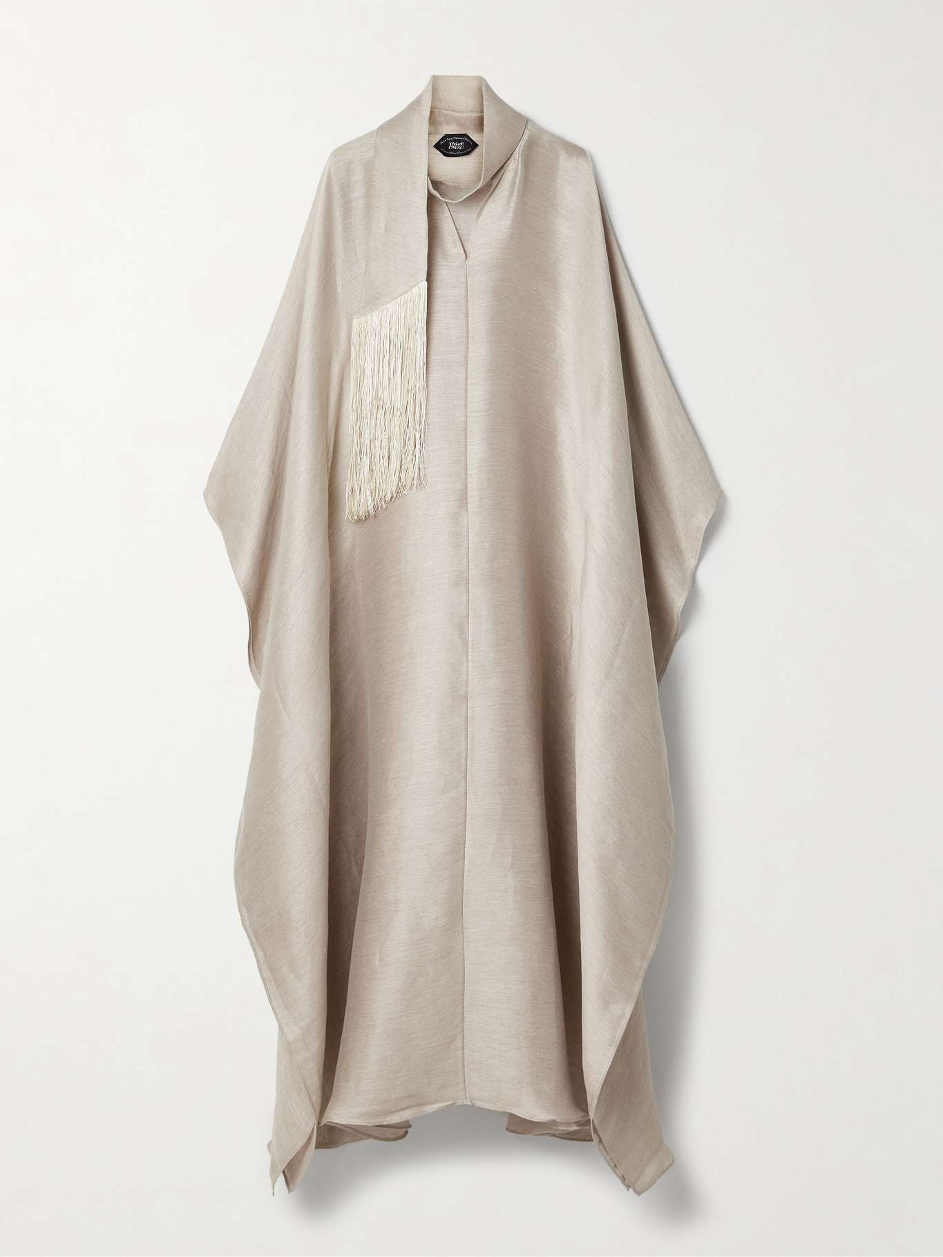 Ottawa fringed scarf-detailed linen-blend dupioni kaftan - 1