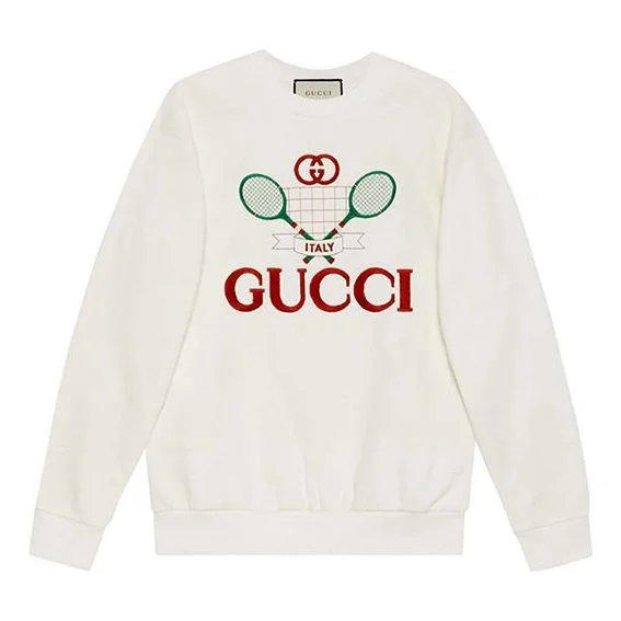 (WMNS) Gucci Cotton Tennis Racket Print Sweatshirt For Ivory 469250-XJBIY-9381 - 1