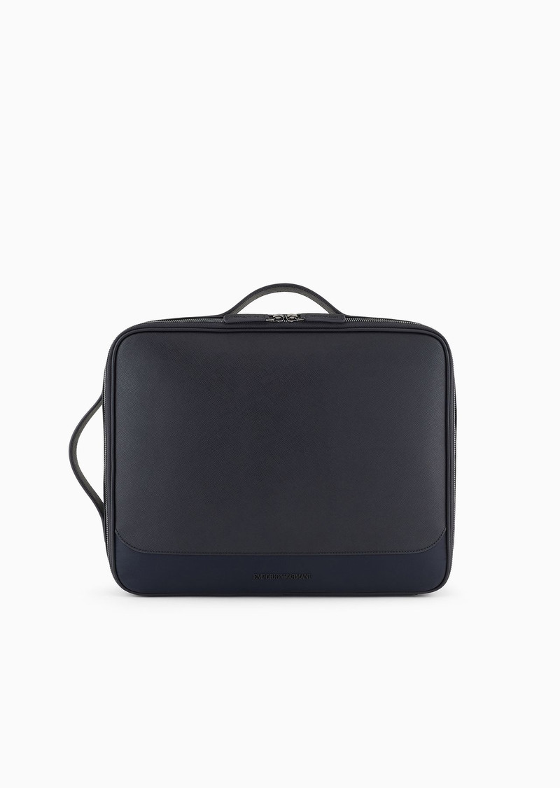 ASV regenerated Saffiano and recycled nylon business bag with shoulder straps 1