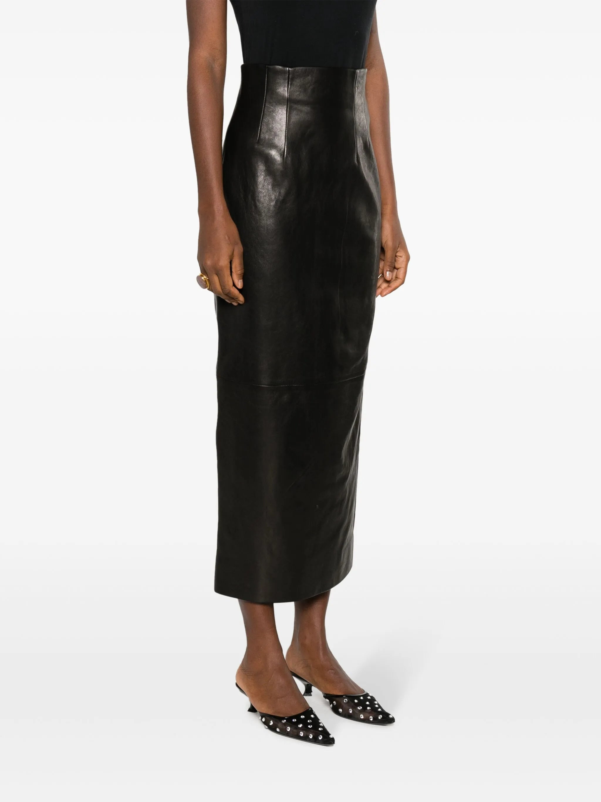 The Loxley leather midi skirt - 3