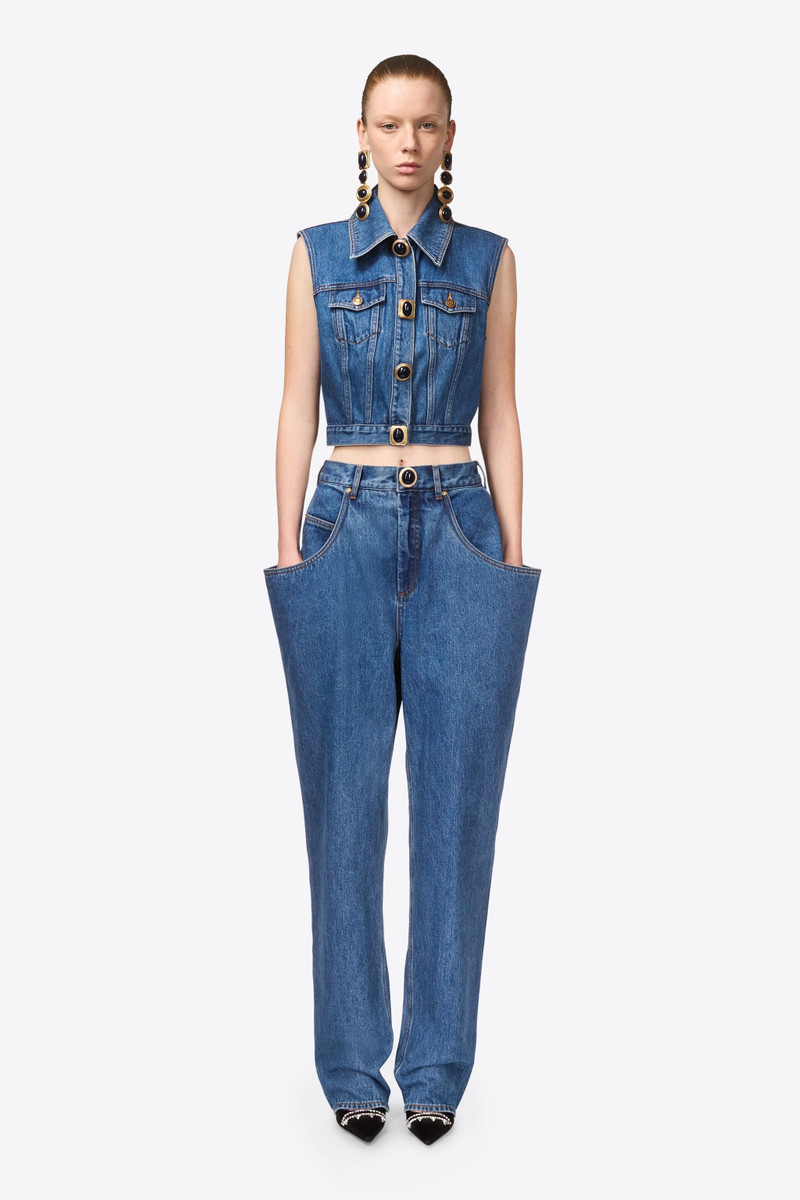 GEMSTONE BUTTON DENIM GILET 3