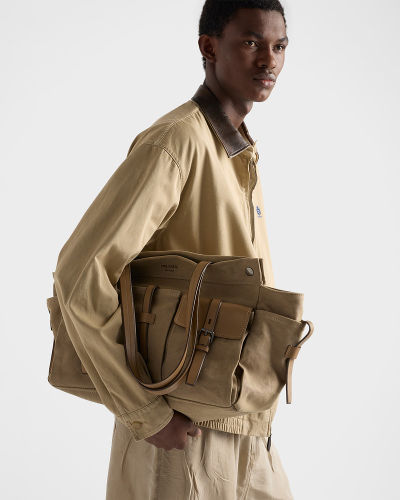 Prada Route canvas and leather tote bag 8