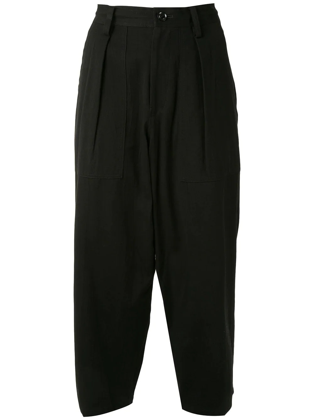 cropped pleat-detail trousers - 1