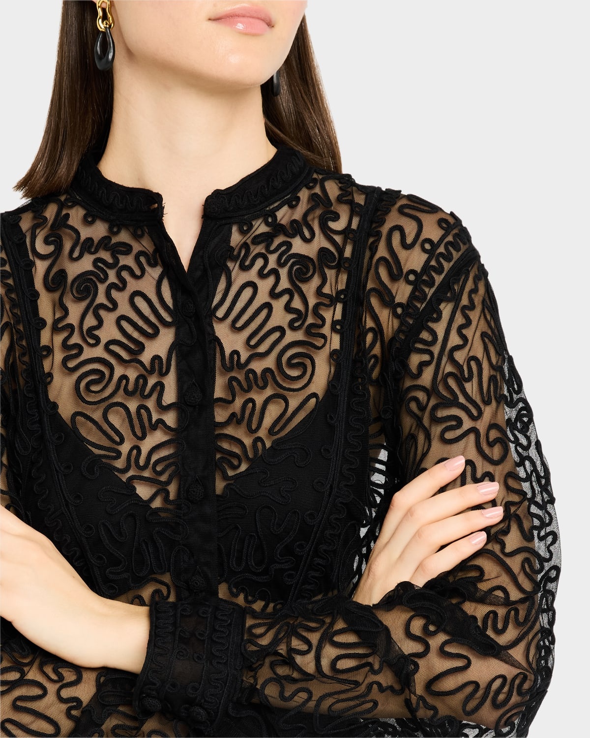 Esme Sheer Embroidered Blouse - 5