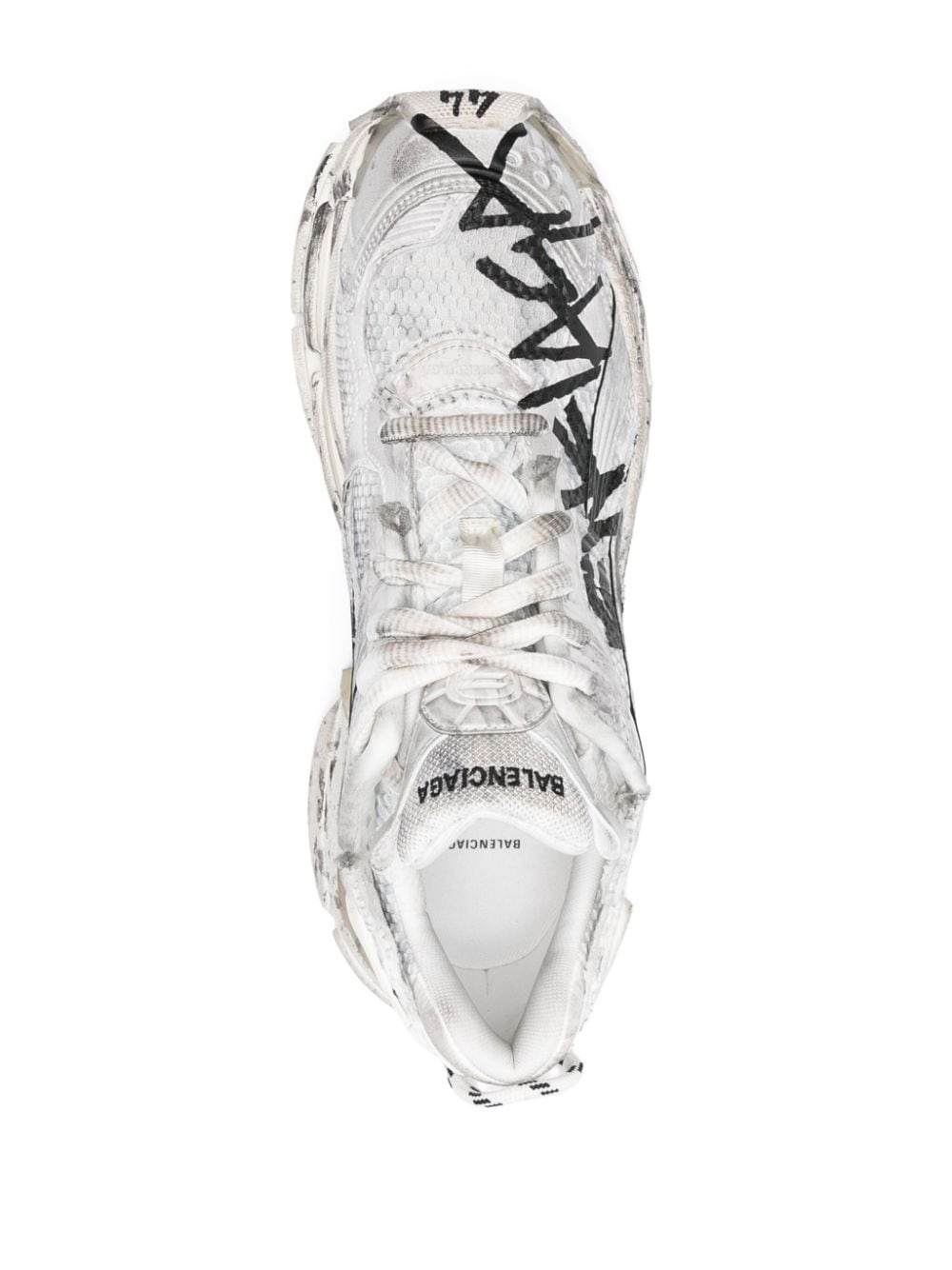 Runner graffiti-print lace-up sneakers - 4