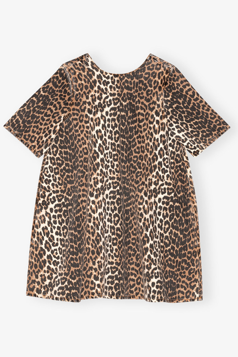 LEOPARD PRINTED DENIM MINI DRESS 1