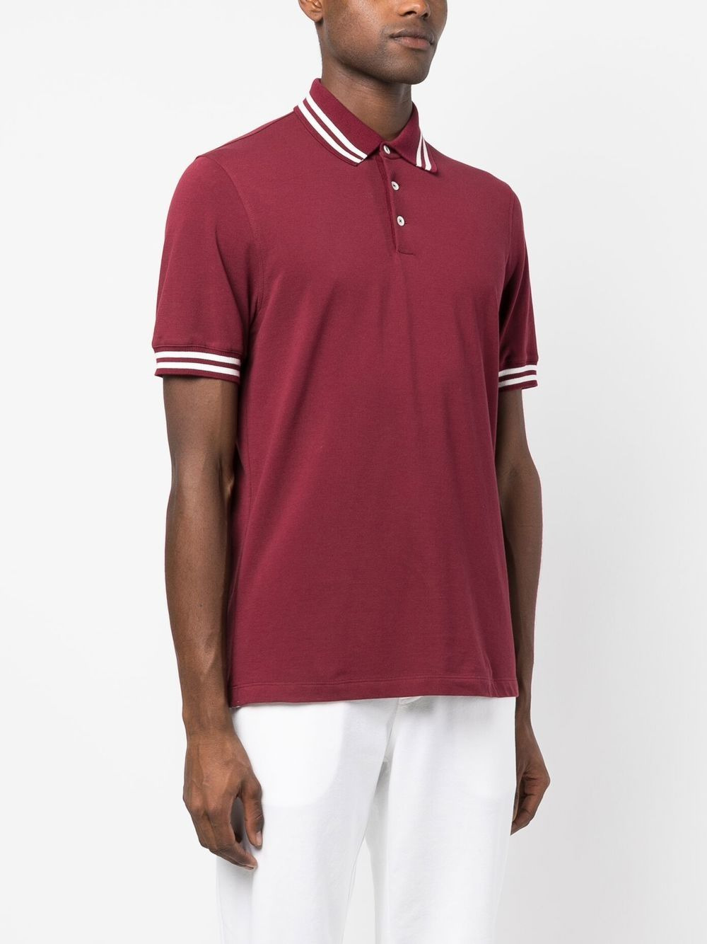 striped-trim polo shirt - 3