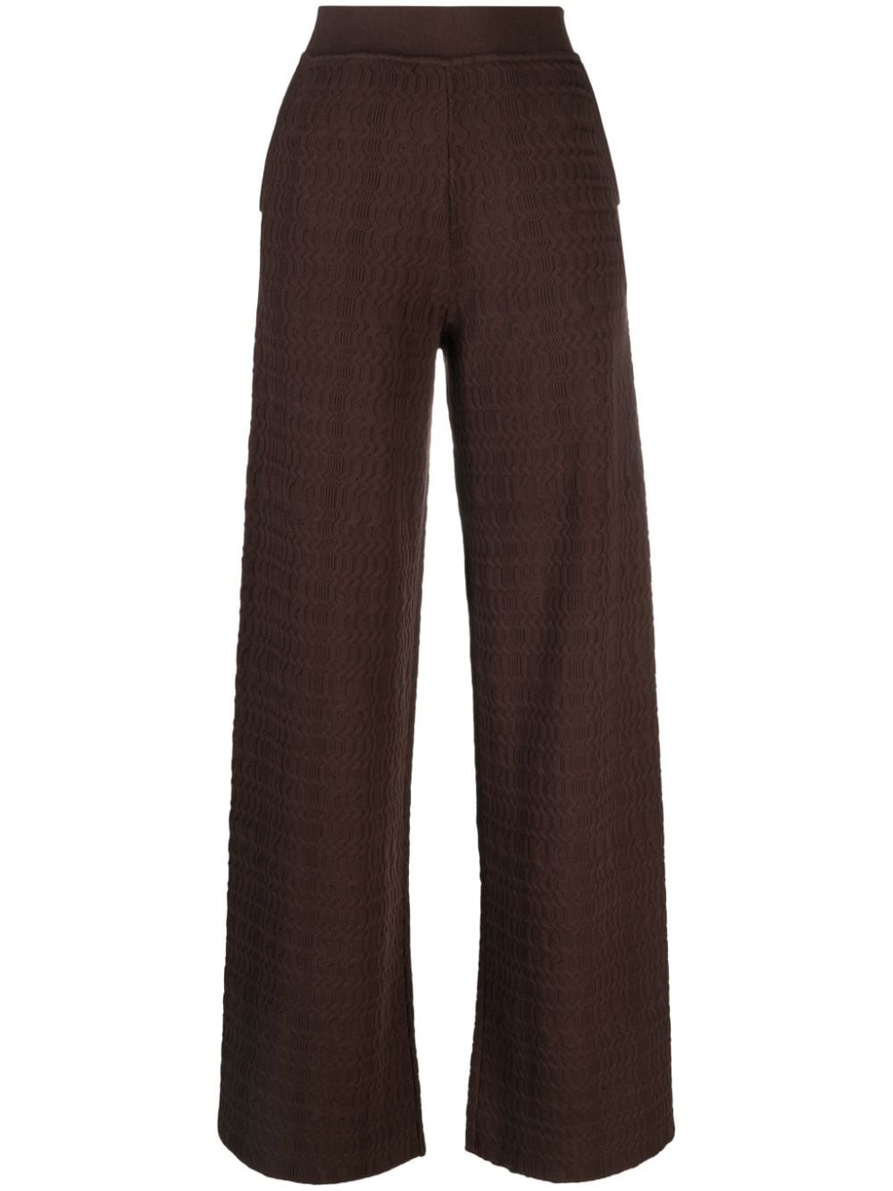 patterned-jacquard cotton flared trousers - 1