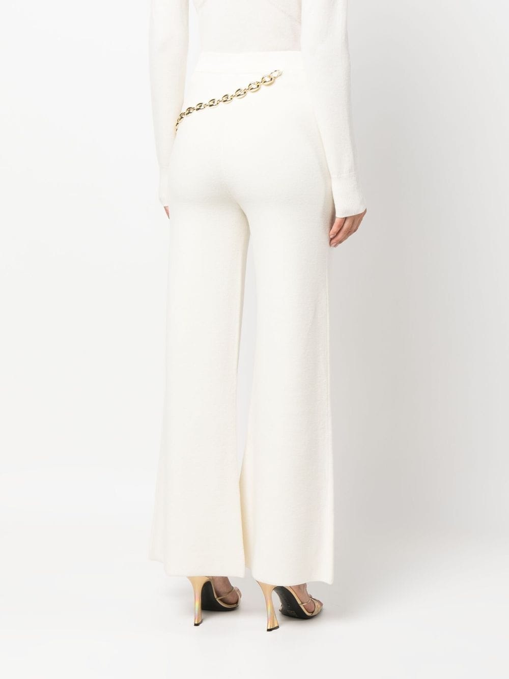 chainmail-detail knitted trousers - 4