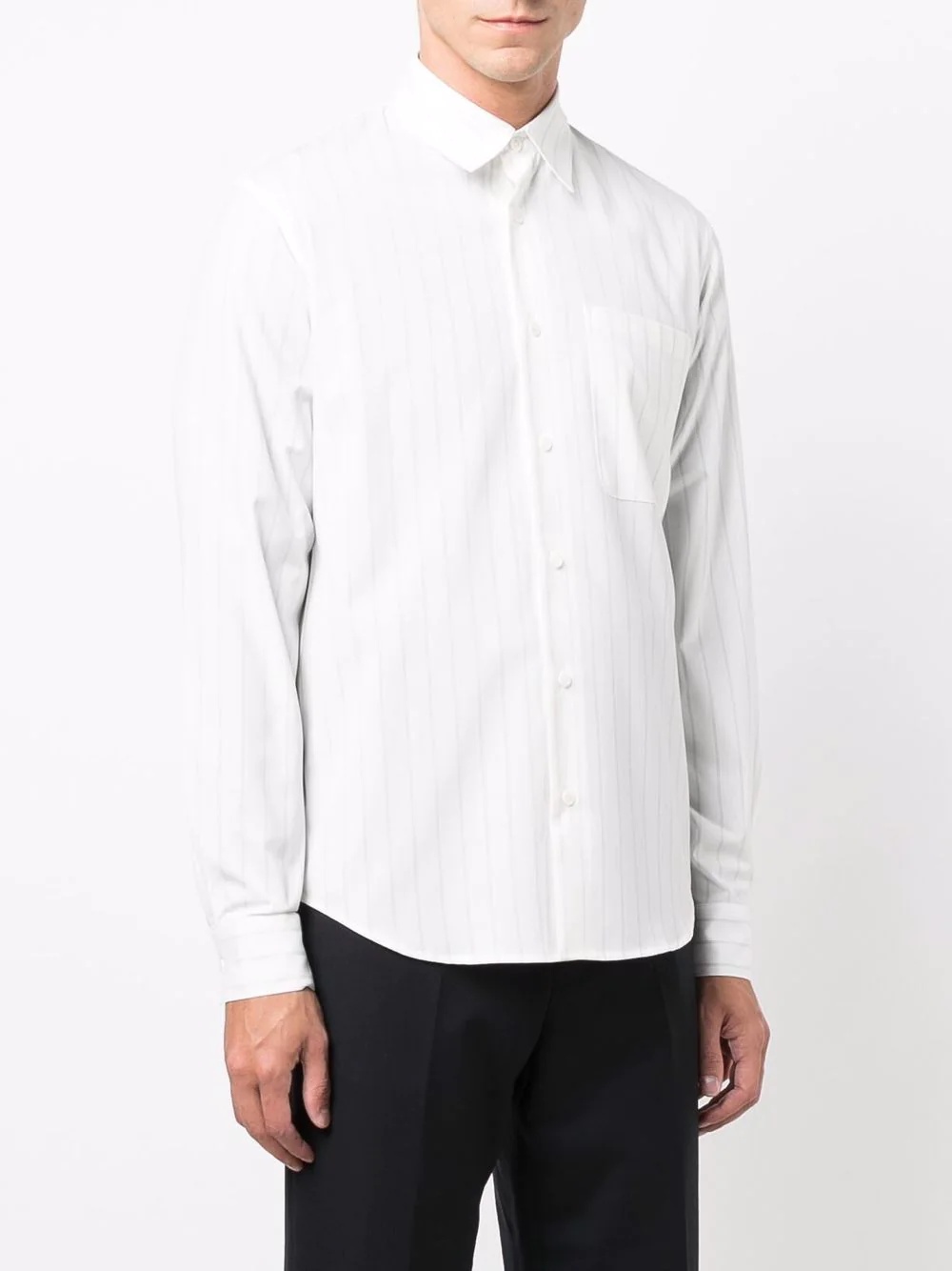 stripe-print patch-pocket shirt - 3