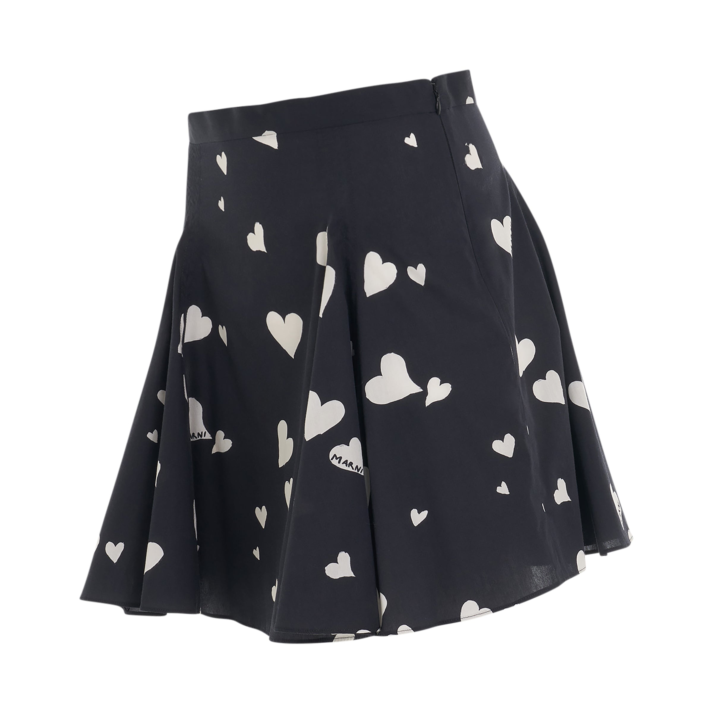 Heart-Printed Mini Skirt in Black - 2