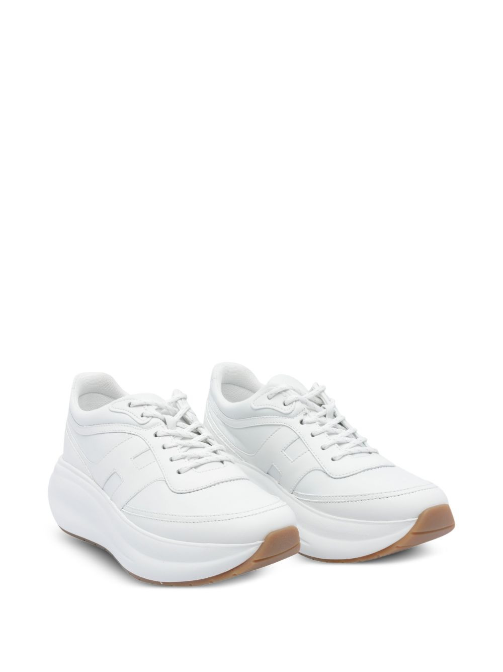 leather round-toe sneakers - 2
